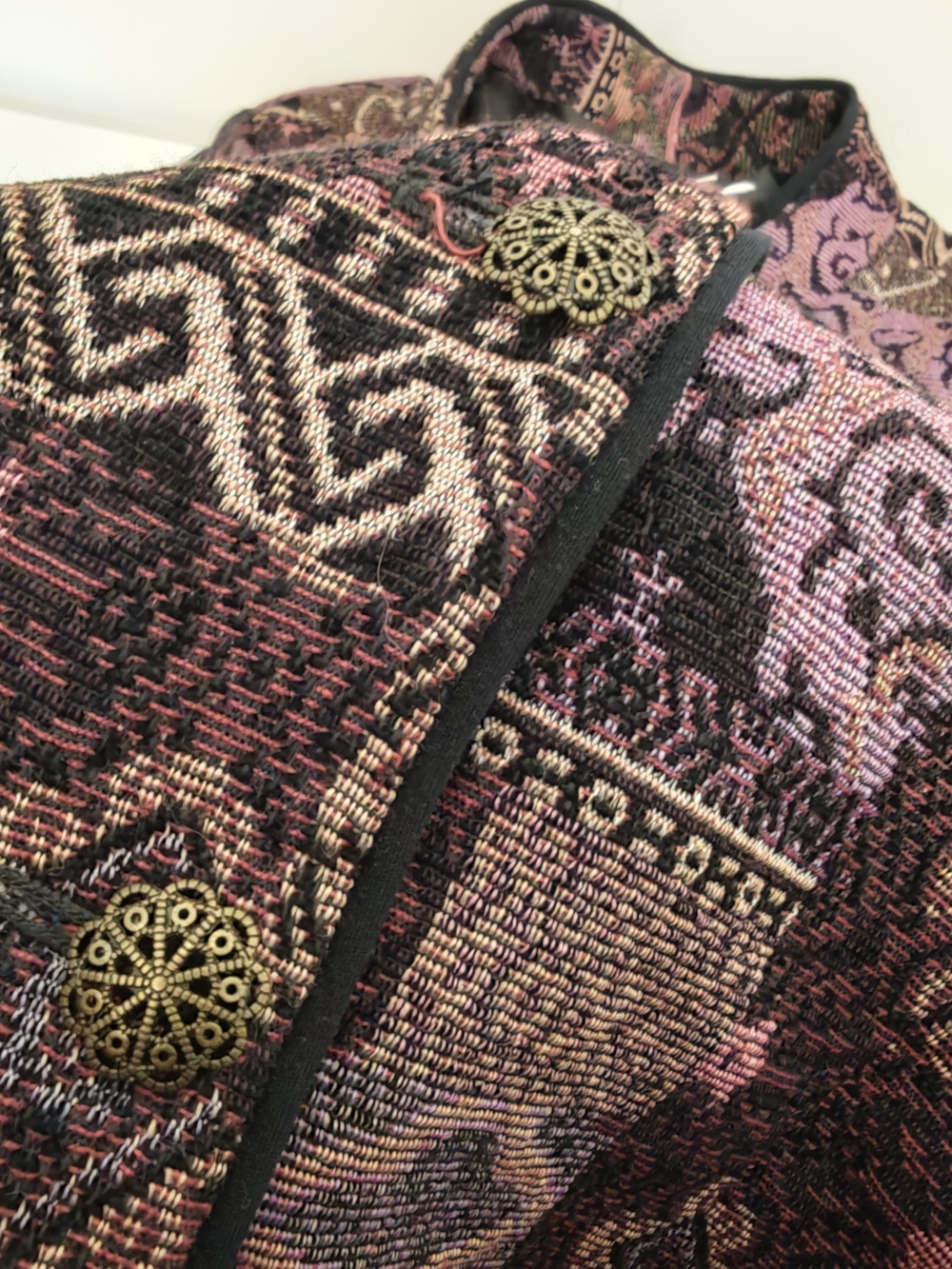 Christopher & Banks Vintage Purple Patchwork Tapestry Woven Jacket XL - Picture 8 of 12